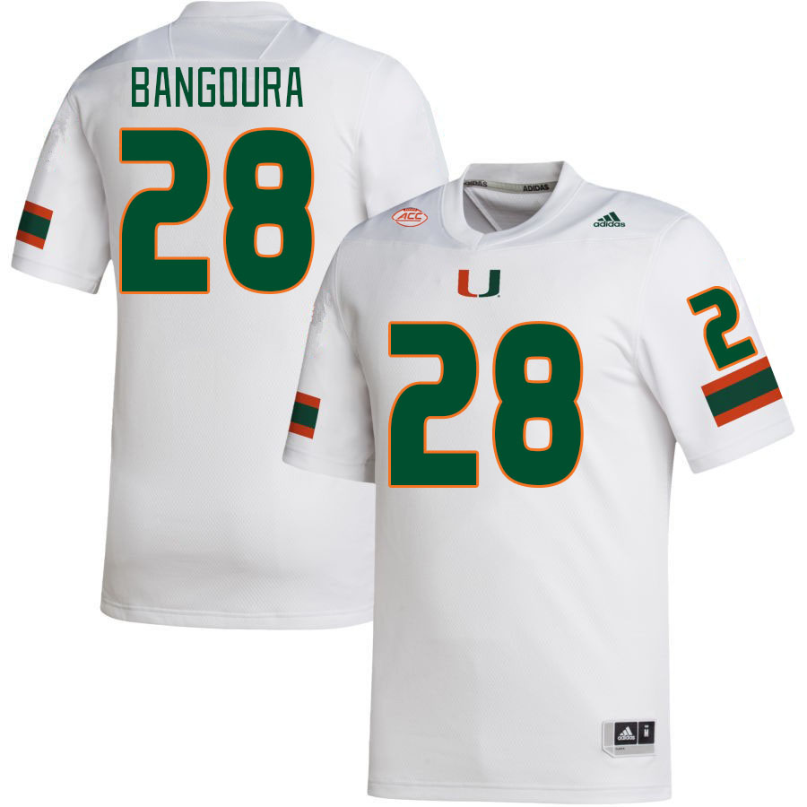 Men #28 Souleymane Bangoura Miami Hurricanes College Football Jerseys Stitched-White